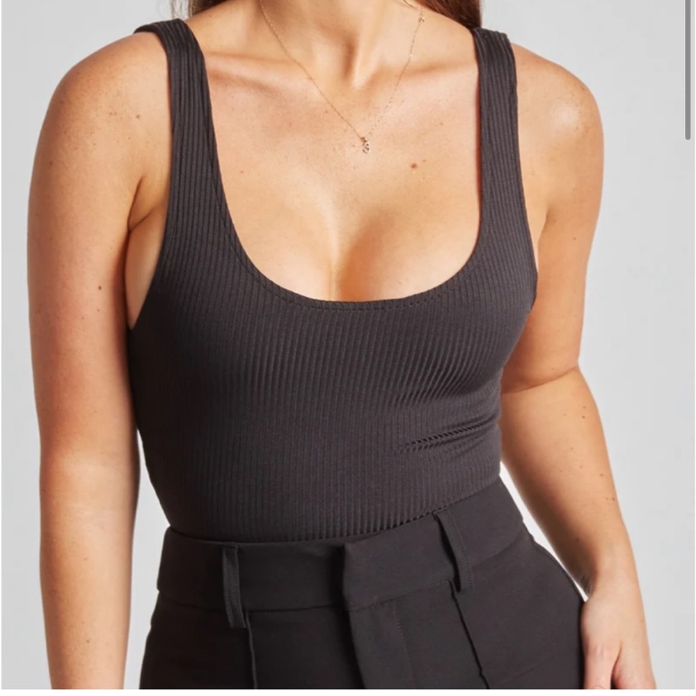 Because of Alicia (BOA) Bodysuit Black Ribbed